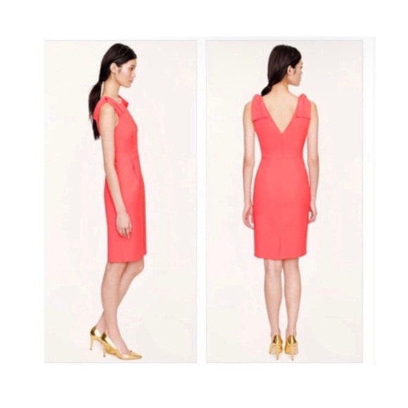J. Crew Coral Pink Origami Bow Detail Sheath Dress Womens Size 4 - Picture 3 of 10